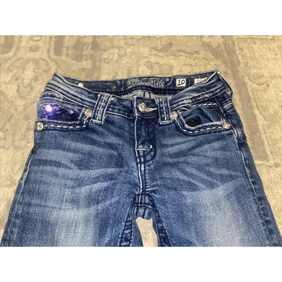 Miss Me Bermuda Jean Shorts Girls Size 10 Stretch Embroidered Rhinestones - Picture 3 of 5